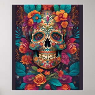 Poster Célébration mexicaine : Crâne à sucre Art