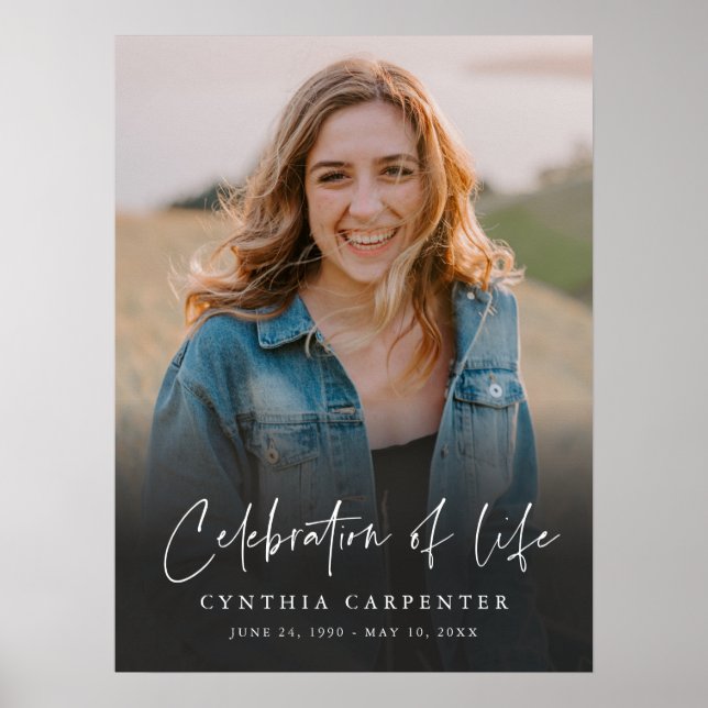 Poster Célébration simple de la vie avec photo de souveni (Devant)