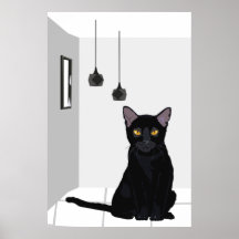 Célèbre chat noir aux yeux orange