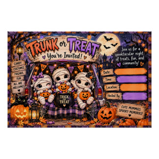 Poster Célèbre fête de Halloween de Mummy Trunk ou Treat