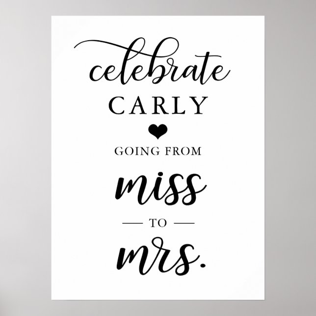 Poster Célébrez Miss Mrs Bridal Shower Heart BIENVENUE (Devant)