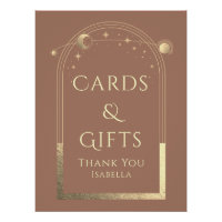 Céleste Mocha Gold Sun Moon Stars Cartes et cadeau