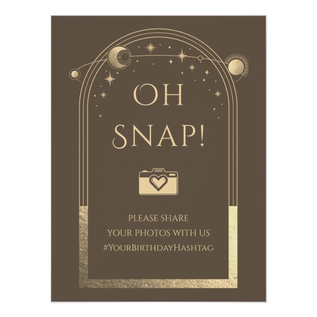 Poster Céleste Mocha Gold Sun Moon Stars Oh Snap (Devant)