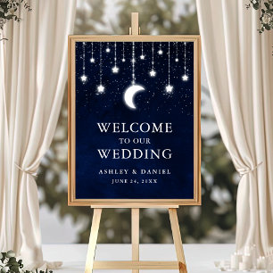 Poster Céleste Sky Moon Étoiles Mariage Bienvenue