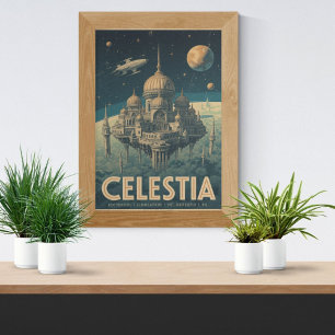 Poster Celestia : La Cité Parmi les Étoiles - Rétro Vinta