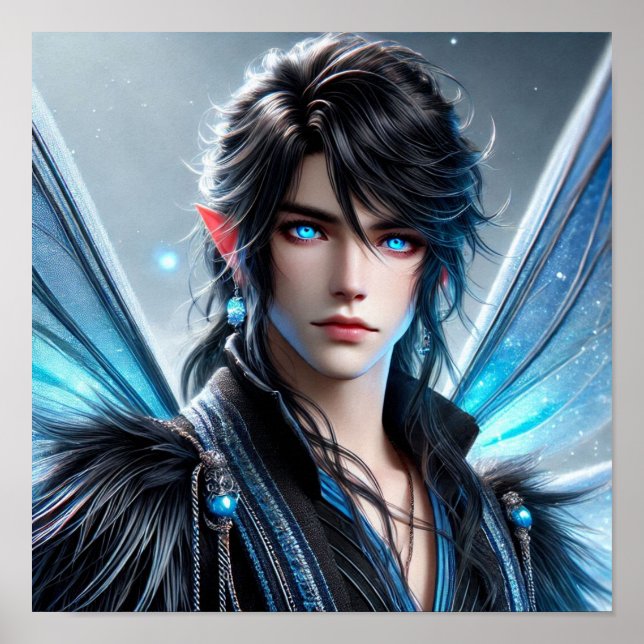 Poster Celestial Fairy Prince with Piercing Sapphire Eyes (Devant)