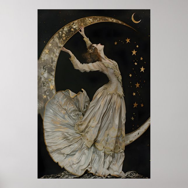 Poster Celestial Goddess Art Print, Gothic Romance Decor, (Devant)
