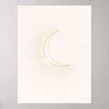 Celestial Minimal Moon Wall Art – Beige Crescent