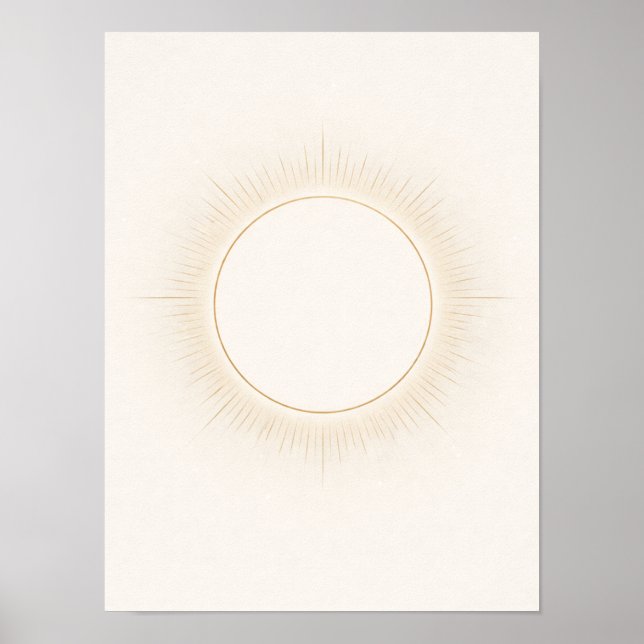 Poster Celestial Minimal Sun Wall Art – Neutral Beige  (Devant)