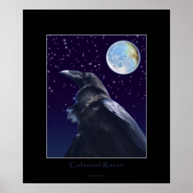 Poster CELESTIAL RAVEN & MOON Art Imprimer (Devant)