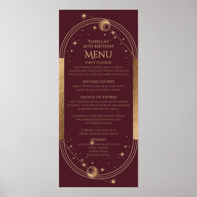 Poster Celestial Red Gold Sun Moon Stars 30e anniversaire (Devant)