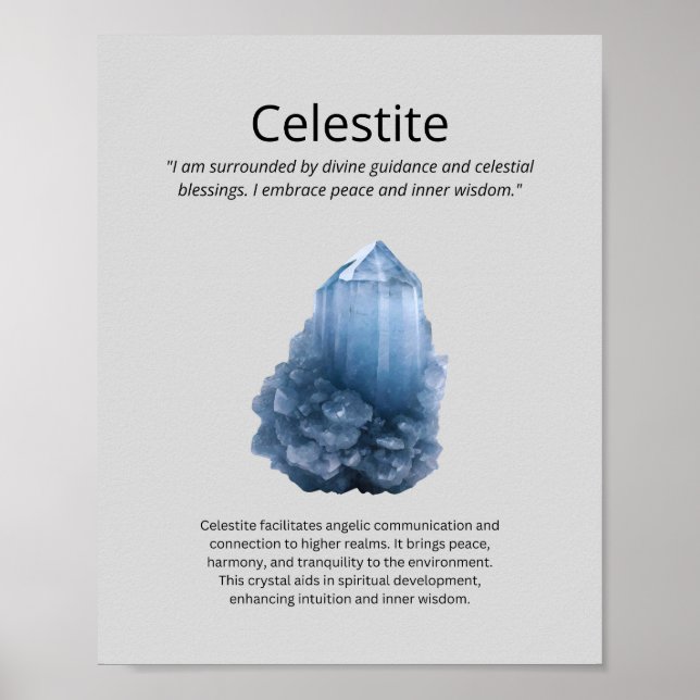 Poster Celestite Crystal Signification (Devant)