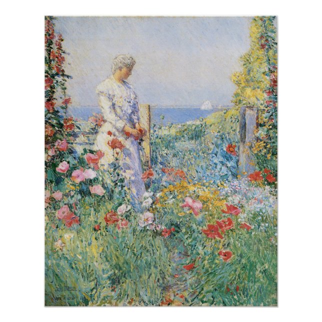 Poster Celia Thaxter dans son jardin par Childe Hassam (Devant)