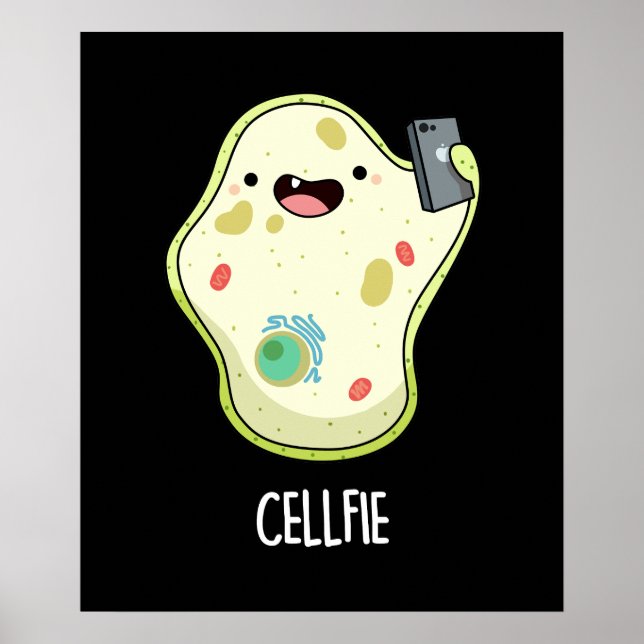 Poster Cellfie drôle Biologie Selfie Pun Dark BG (Devant)
