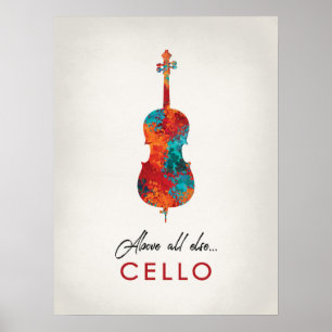 Poster Cello - Bright Colorée Music