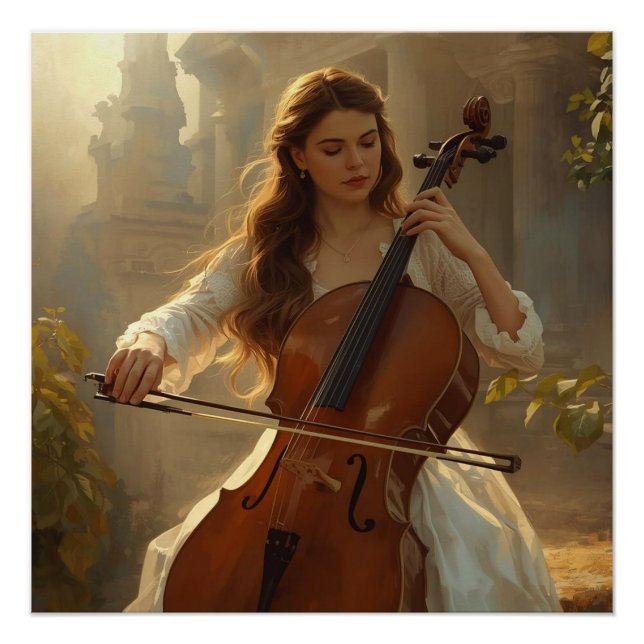 Poster Cello in the Golden Garden (Devant)