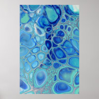 Cellules Bleues Art de Marbre Moderne Abstrait Flu