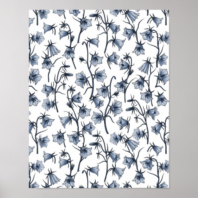 Poster Cellules bleues, Cloches, Bellflowers (Devant)