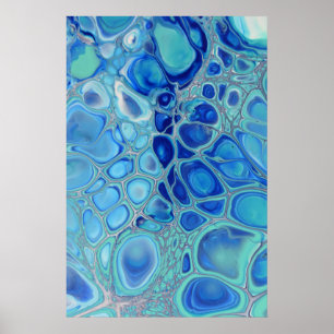 Poster Cellules Bleues Marine Fluid Abstrait Marbre moder