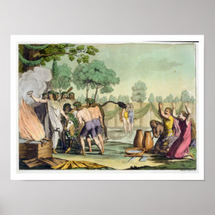 Poster Celtes ou Gaulois anciens Sacrifier une vache, c.1