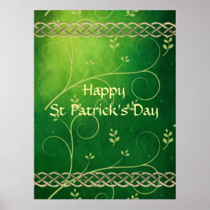 Poster Céltic Green Knots & Feuilles