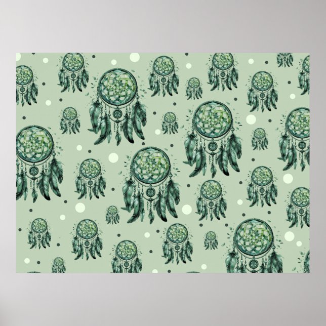 Poster Celtic knot green dreamcatcher (Devant)