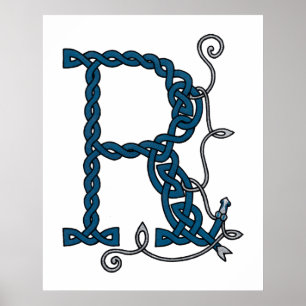 Poster Celtic Letter R print