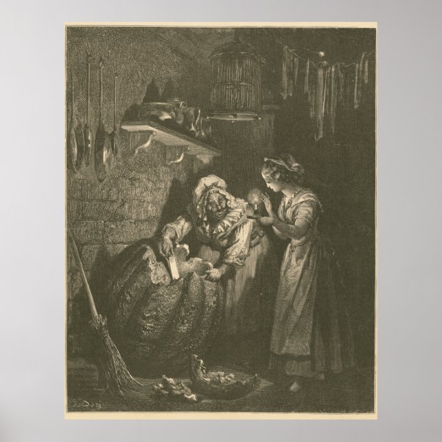 Poster Cendrillon Citrouille - Gustave Doré (Devant)