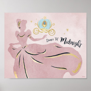 Poster Cendrillon Silhouette "Danse jusqu'à minuit"