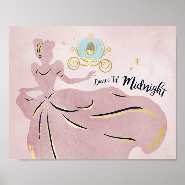 Poster Cendrillon Silhouette "Danse jusqu'à minuit" (Devant)