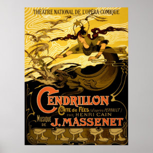 Poster Cendrillon ~ Théâtre français Vintage Publicité.
