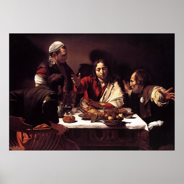 Poster Cène Caravaggio À Emmaüs (Devant)
