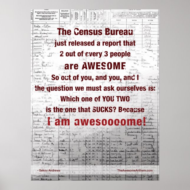 Poster "CENSUS BUREAU" Poste fantastique (Confiance/Swagg (Devant)