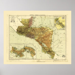 Poster Central America & Panama Map c. 1920