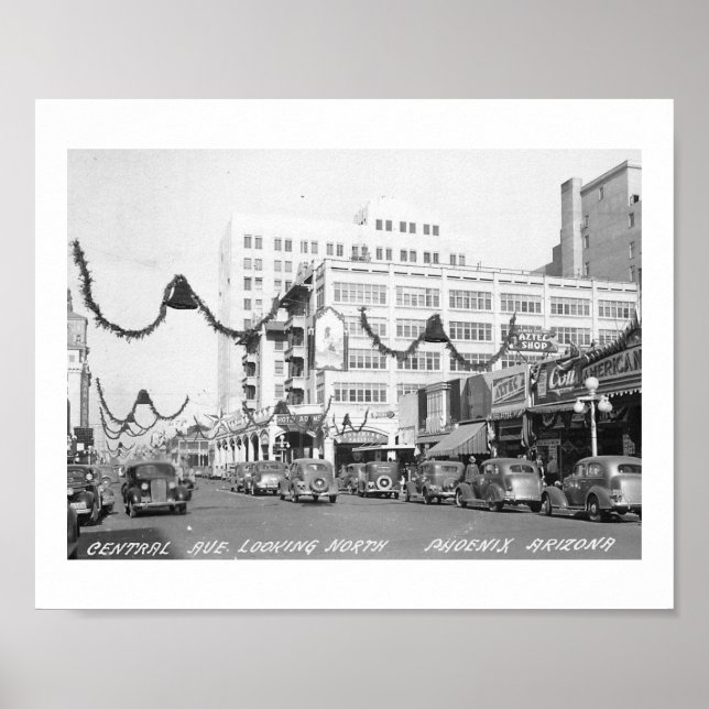 Poster Central Ave., Phoenix, Arizona Vintage (Devant)