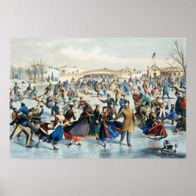 Poster Central Park, Hiver L'Étang De Patinage (Devant)