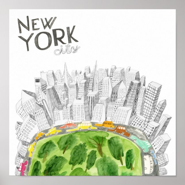 Poster Central Park & New York City Collage (Devant)