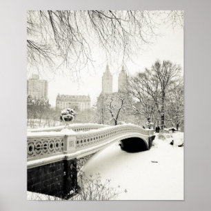 Poster Central Park Winter - Neige sur Bow Bridge