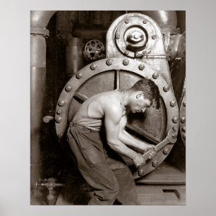 Poster Centrale électrique Worker, 1920. Photo vintage
