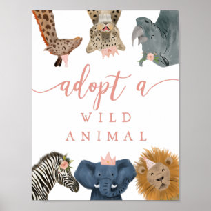 Poster Centre d'adoption   Pink Safari Anniversaire