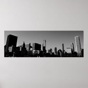 Poster Centre-ville Chicago Skyline Panorama Monochrome