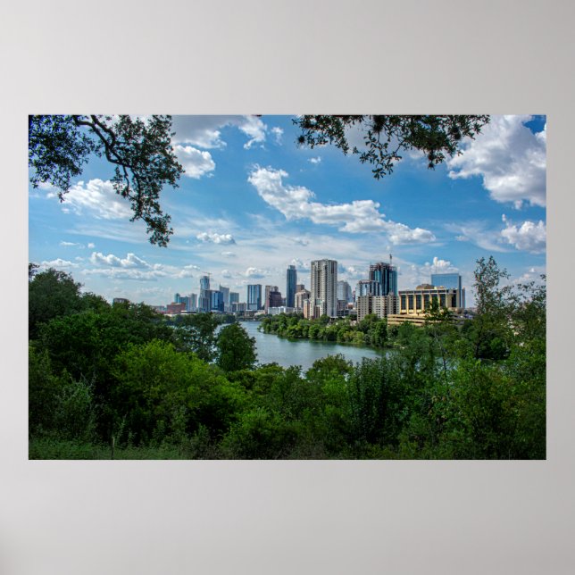 Poster Centre-ville d'Austin Skyline depuis Norwood - Aus (Devant)