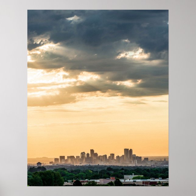 Poster Centre-ville de Denver // Sunset Skyline (Devant)