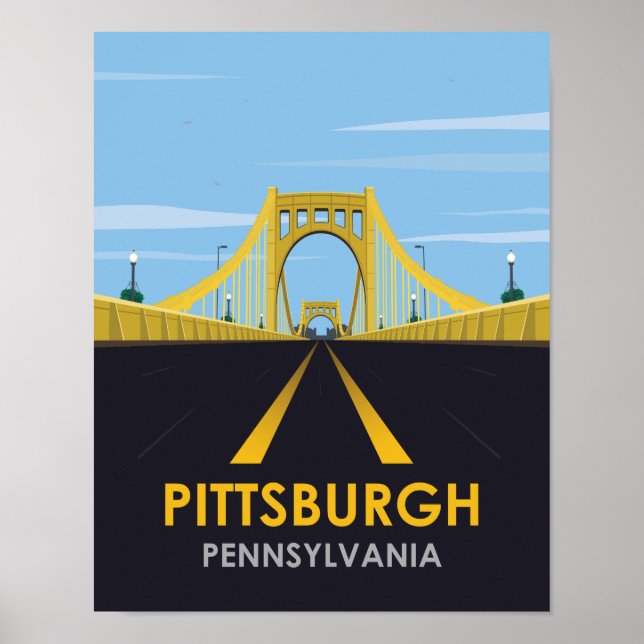 Poster Centre-ville de Pittsburgh, Vintage voyage de PA B (Devant)