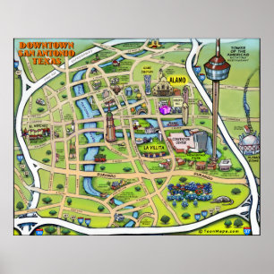 Poster Centre-ville de San Antonio