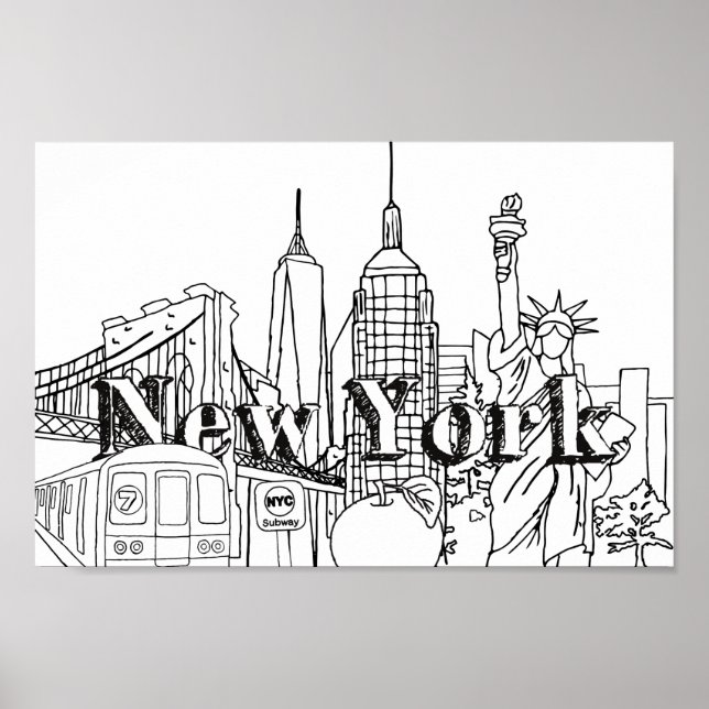 Poster Centre-ville NYE New York Vacances Souvenirs NYC C (Devant)