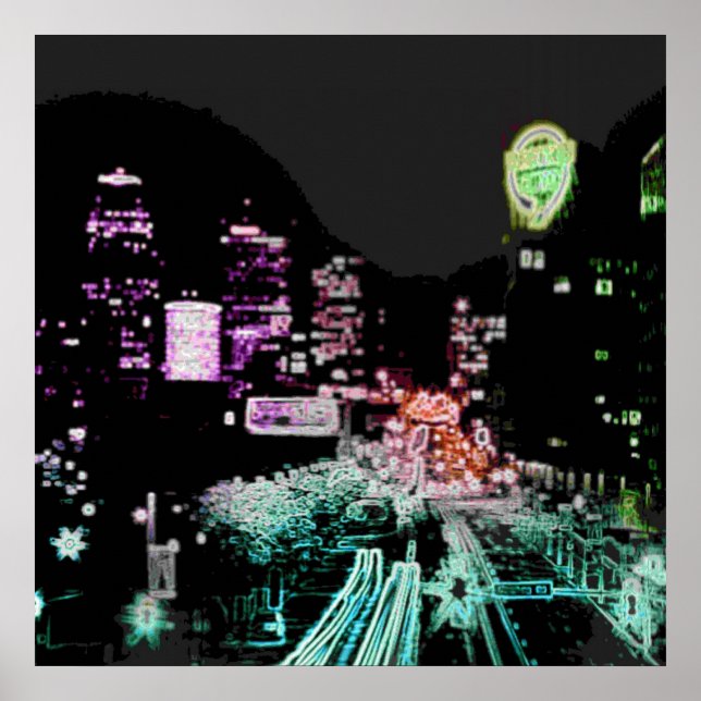 Poster Centre-ville psychédélique de Kansas City (Devant)