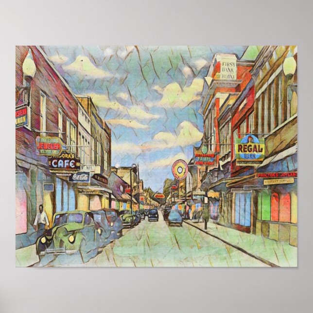 Poster Centre-ville vintage Biloxi (Devant)