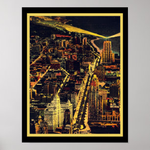 Poster Centre-ville vintage Chicago