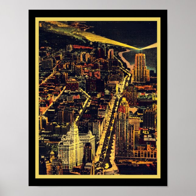 Poster Centre-ville vintage Chicago (Devant)